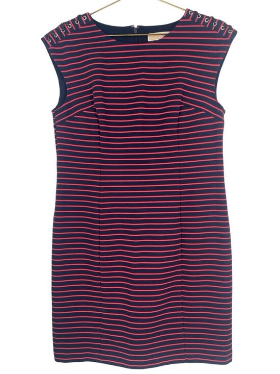 Dresses & Skirts - Navy and Pink Striped Sheath Dress